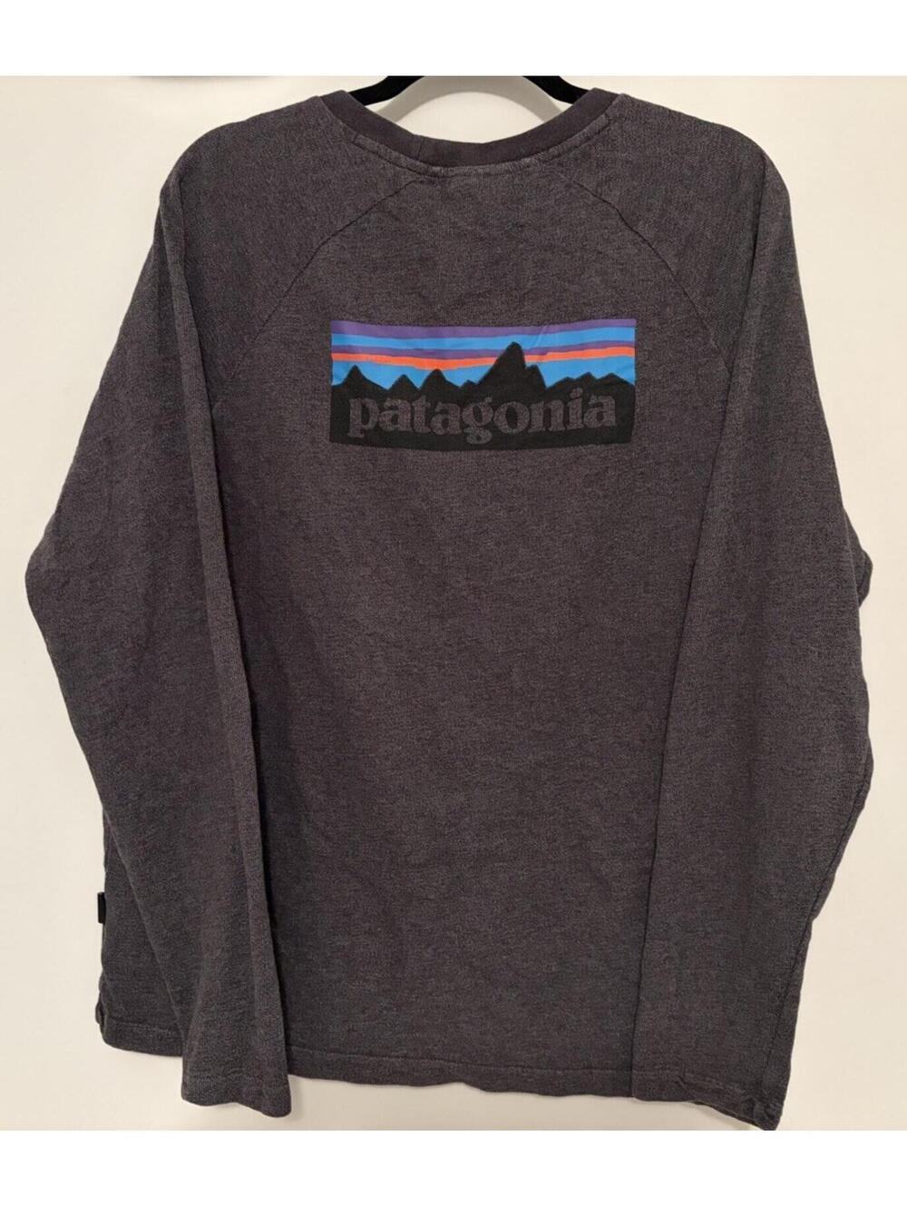 Patagonia Graphic Heather Gray Crewneck Pullover Sweatshirt Mens Size Large